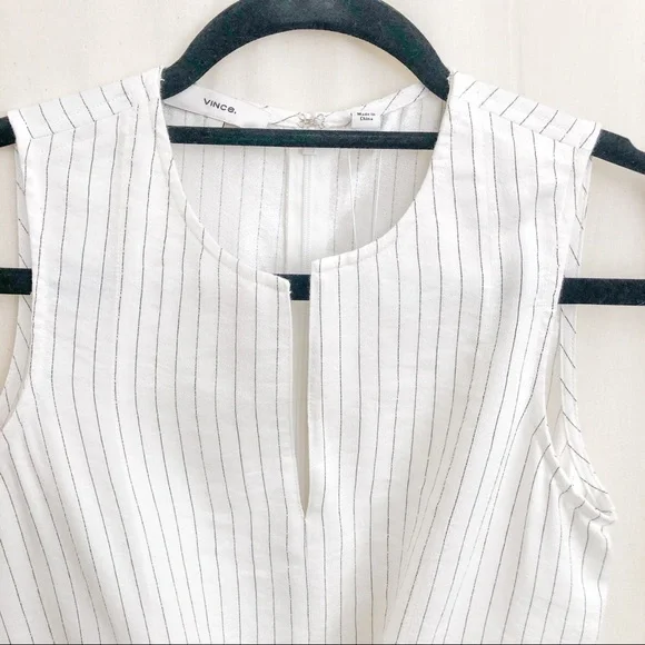 NEW Vince Sleeveless Striped Tie Front Top - Picture 3 of 6